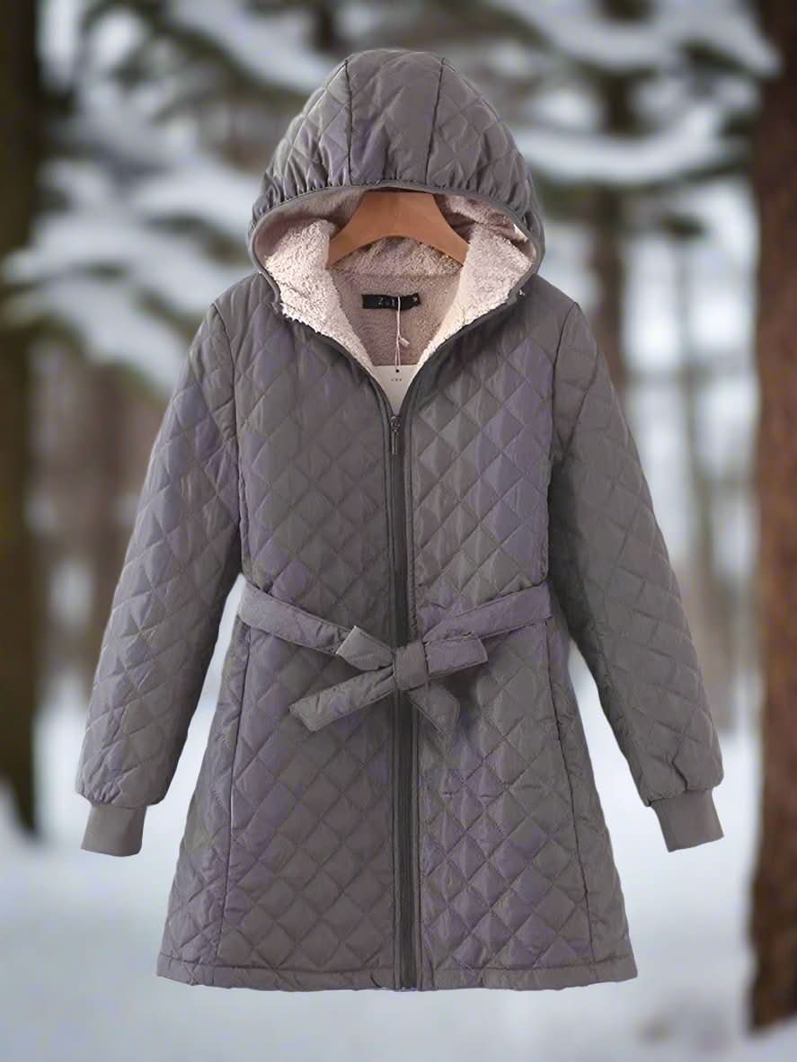 Heidi-Mode | Steppjacke mit Kapuze und Gürtel für Damen