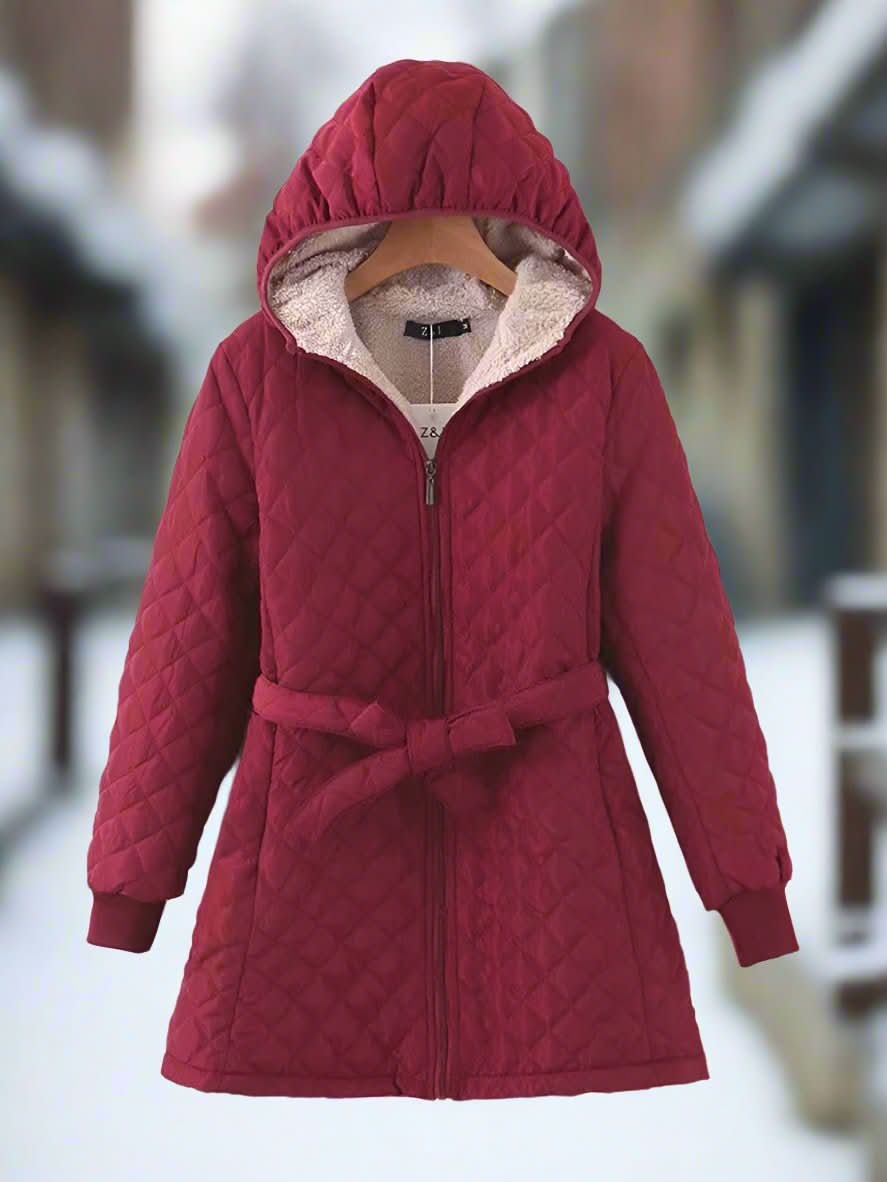 Heidi-Mode | Steppjacke mit Kapuze und Gürtel für Damen