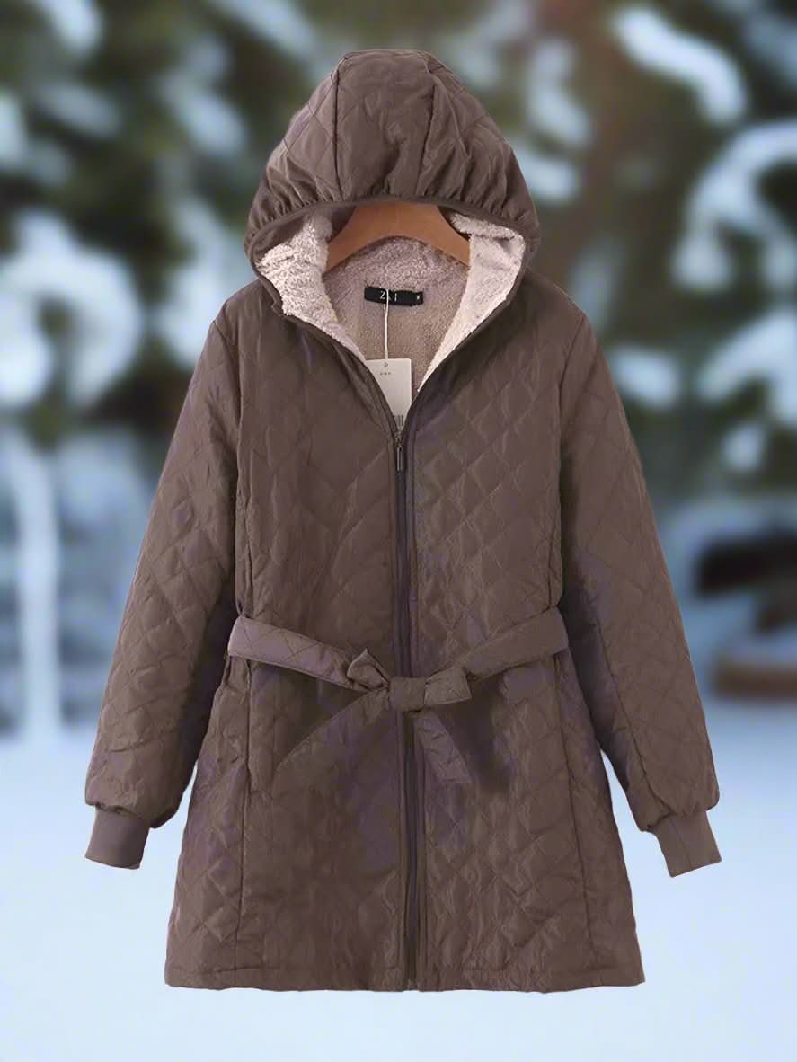 Heidi-Mode | Steppjacke mit Kapuze und Gürtel für Damen