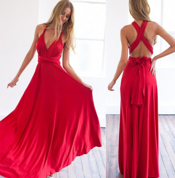 Damen Multiway Wickelkleid mit 50+ Tragevarianten & Elastischem Stoff | Heidi-Mode