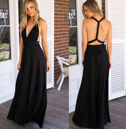 Heidi-Mode | Elegantes Rückenfreies Multiwrap Abendkleid Lang