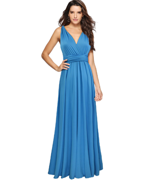 Heidi-Mode | Elegantes Rückenfreies Multiwrap Abendkleid Lang