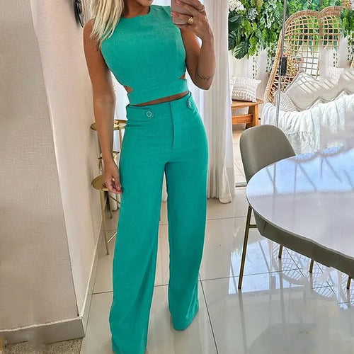 Cropped Top Hohe Taille Jumpsuit