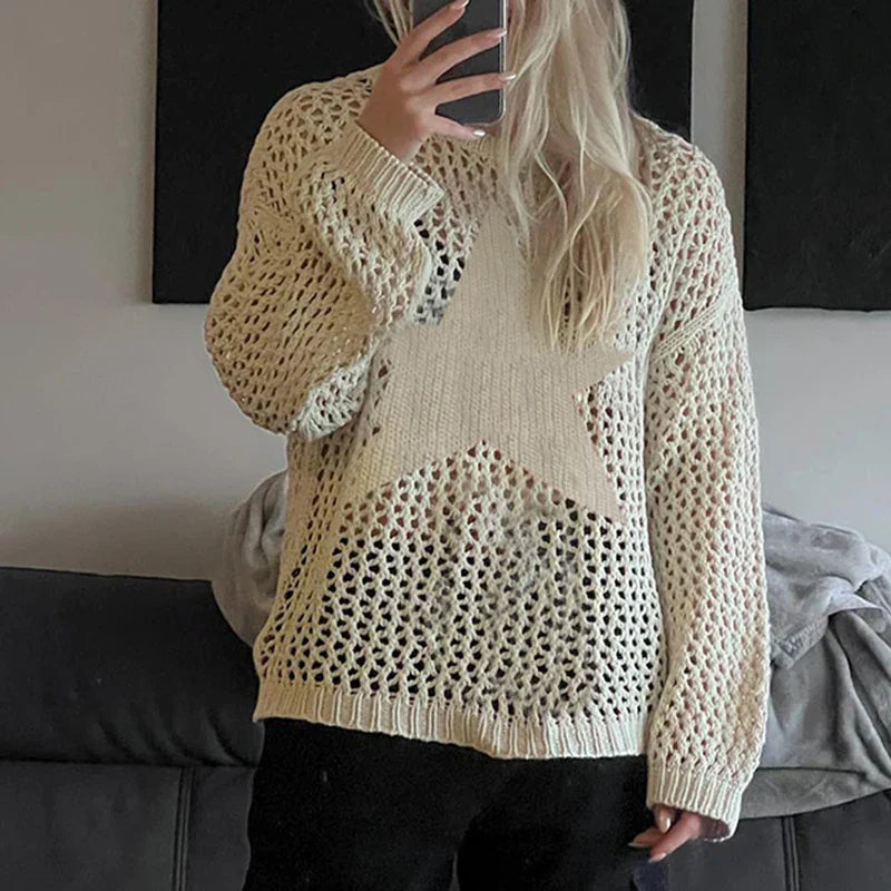 Oversized Pullover mit Lochstrick