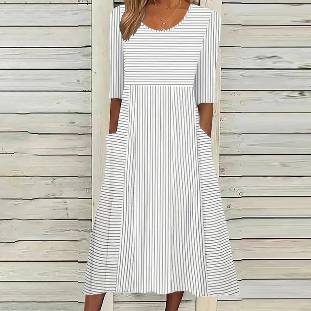 Heidi-Mode | Zeitloses Gestreiftes Lässiges Damenkleid