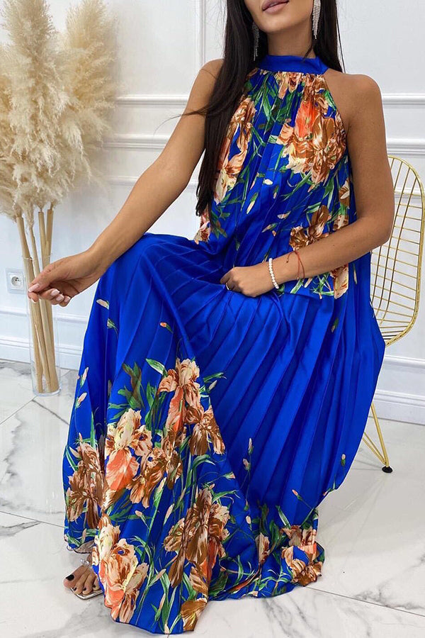Heidi-Mode | Life in Floral Plissierter Neckholder Maxikleid
