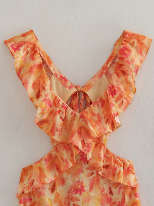 Heidi-Mode | Bedrucktes Kleid mit Rüschen