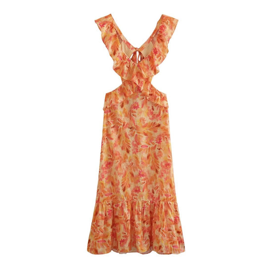 Heidi-Mode | Bedrucktes Kleid mit Rüschen