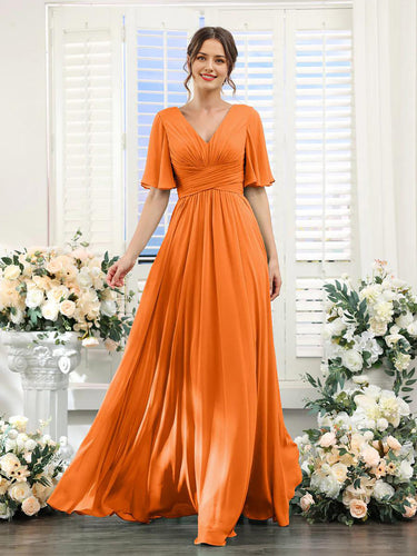 Heidi-Mode | Kleid Fließendes V-Ausschnitt Chiffonkleid für Damen