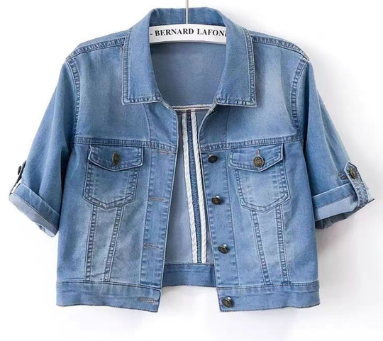 Heidi-Mode | Einfarbige Jeansjacke mit Kurzen Ärmeln