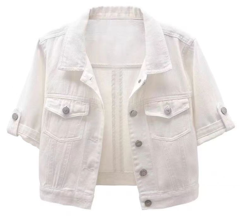 Heidi-Mode | Einfarbige Jeansjacke mit Kurzen Ärmeln
