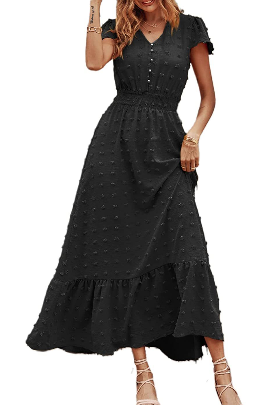Heidi-Mode | Rüschen Plissiertes Midikleid Elegant und Feminin für Jeden Anlass