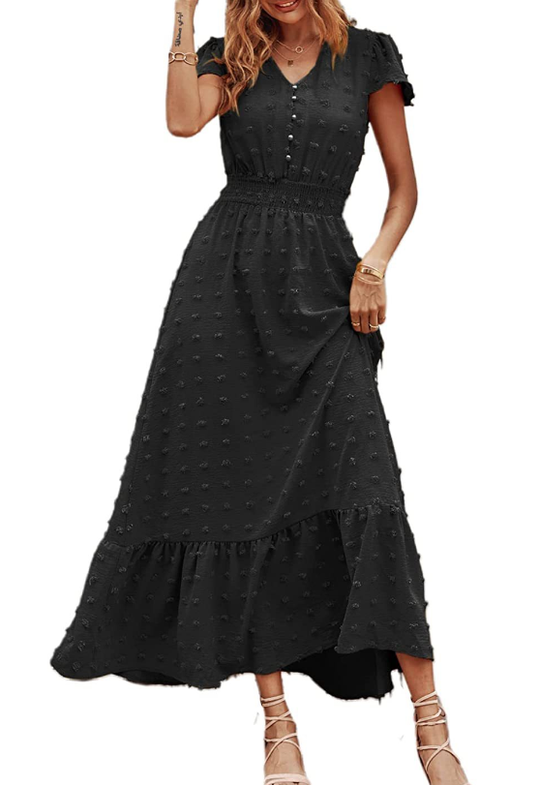 Heidi-Mode | Rüschen Plissiertes Midikleid Elegant und Feminin für Jeden Anlass