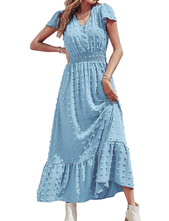 Heidi-Mode | Rüschen Plissiertes Midikleid Elegant und Feminin für Jeden Anlass