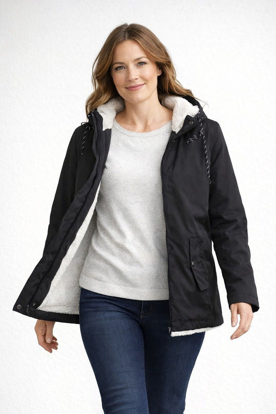 Heidi-Mode | Damen Winterjacke mit Kapuze und Fleecefutter