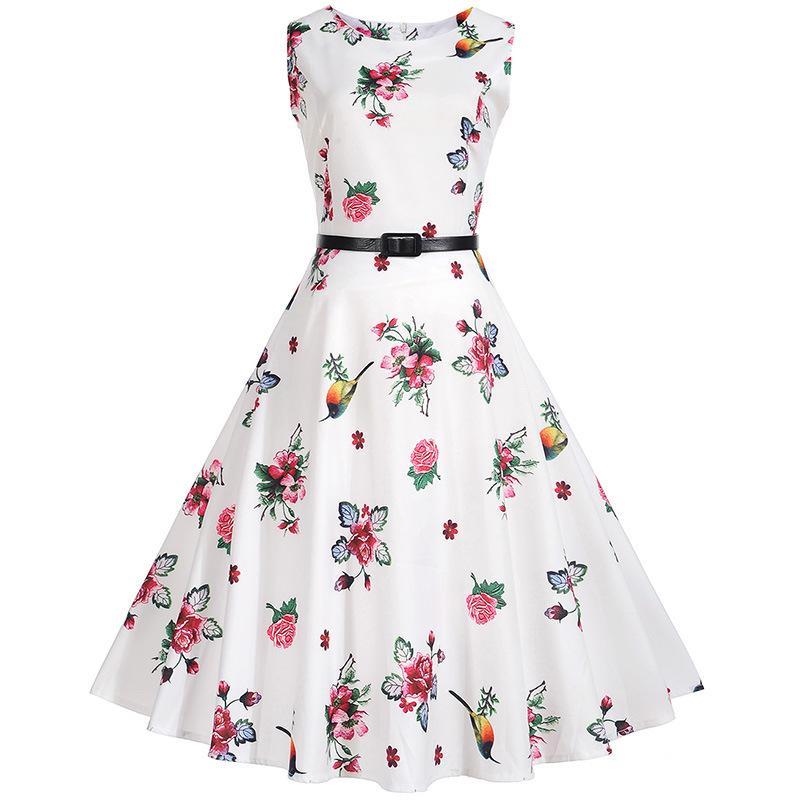 Heidi-Mode | Kolibri Floral Print A-Linie Kleid