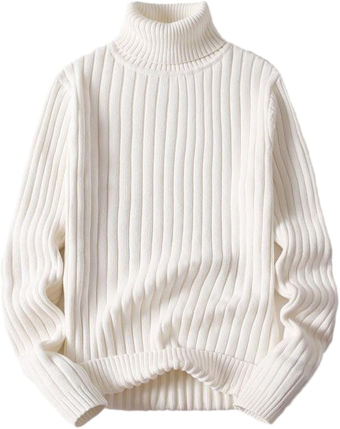 Heidi-Mode | Herren Pullover mit Hohem Kragen, Gestrickter Pullover mit Langen Ärmeln, Warm und Stilvoll
