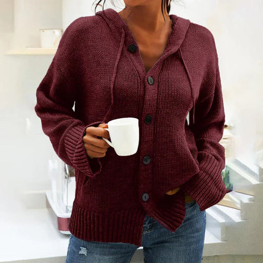 Heidi-Mode | Strickjacke mit Kapuze und Kordelzug
