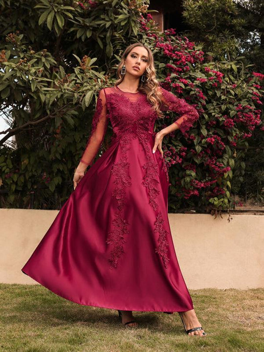 Heidi-Mode | Spitzen-Schwingen Sexy Lang Kleid Trailing Bankett Kleid
