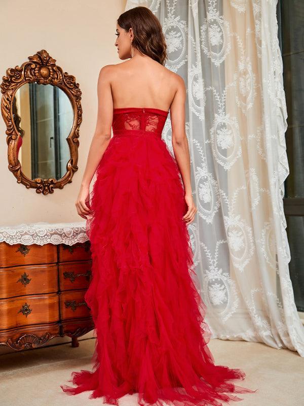 Heidi-Mode | Große Größe Spitzen-Mesh-Röhrenoberteil Sexy Kleid
