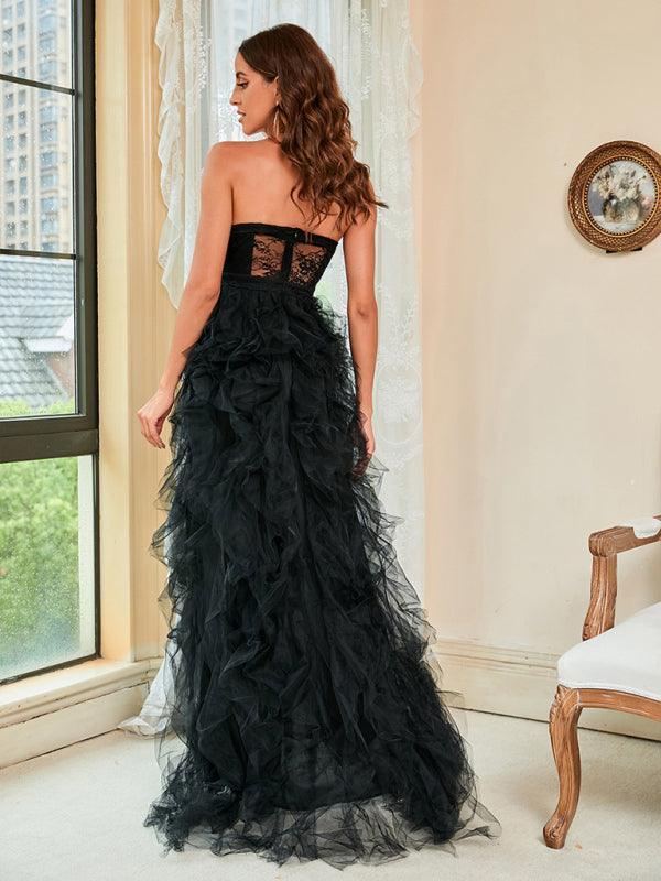 Heidi-Mode | Große Größe Spitzen-Mesh-Röhrenoberteil Sexy Kleid