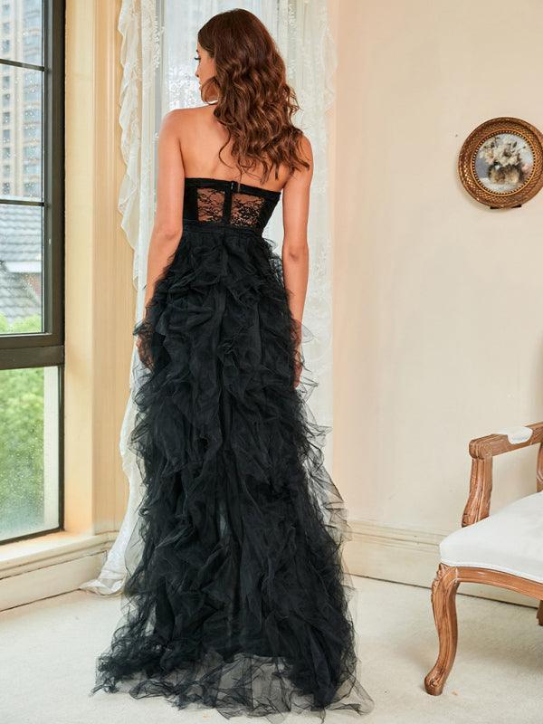 Heidi-Mode | Große Größe Spitzen-Mesh-Röhrenoberteil Sexy Kleid