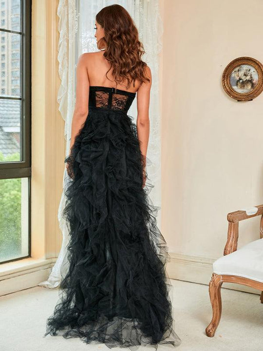Heidi-Mode | Große Größe Spitzen-Mesh-Röhrenoberteil Sexy Kleid