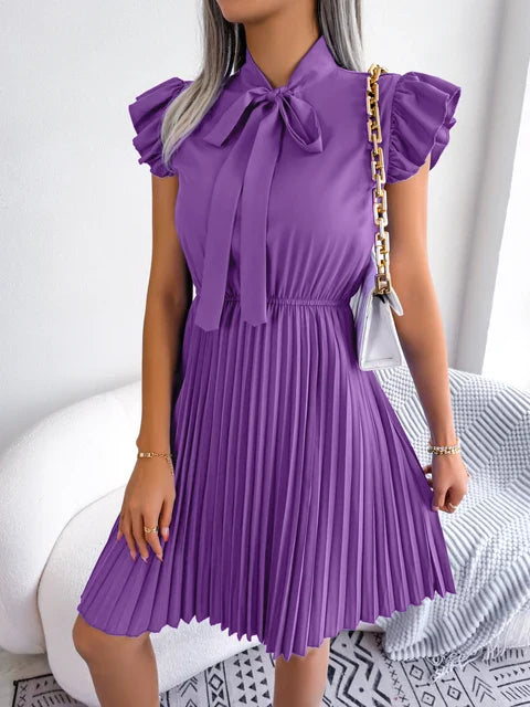 Elegante Striknot Slim Waist Geplooide Jurk Zomer by Jozhamta