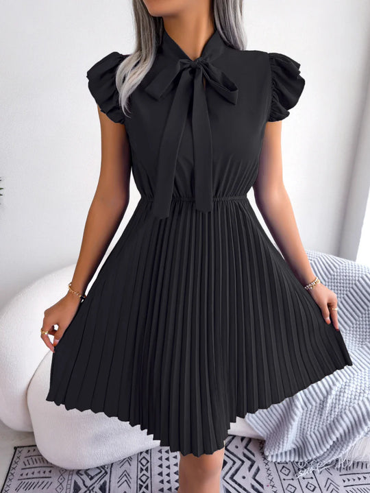 Elegante Striknot Slim Waist Geplooide Jurk Zomer by Jozhamta