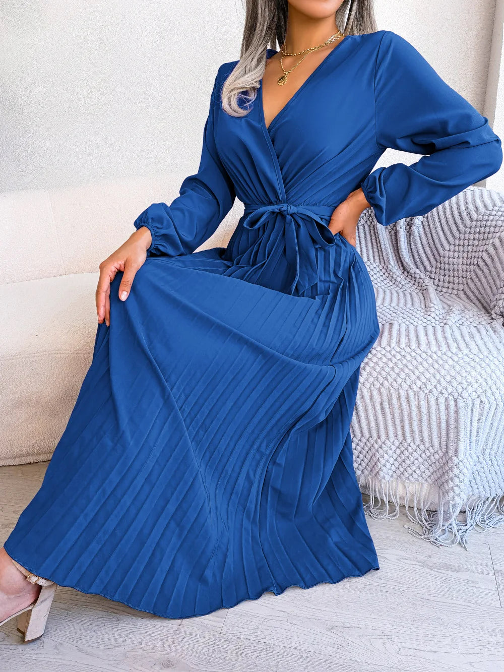 hals Maxi Jurk met Lange Mouwen
