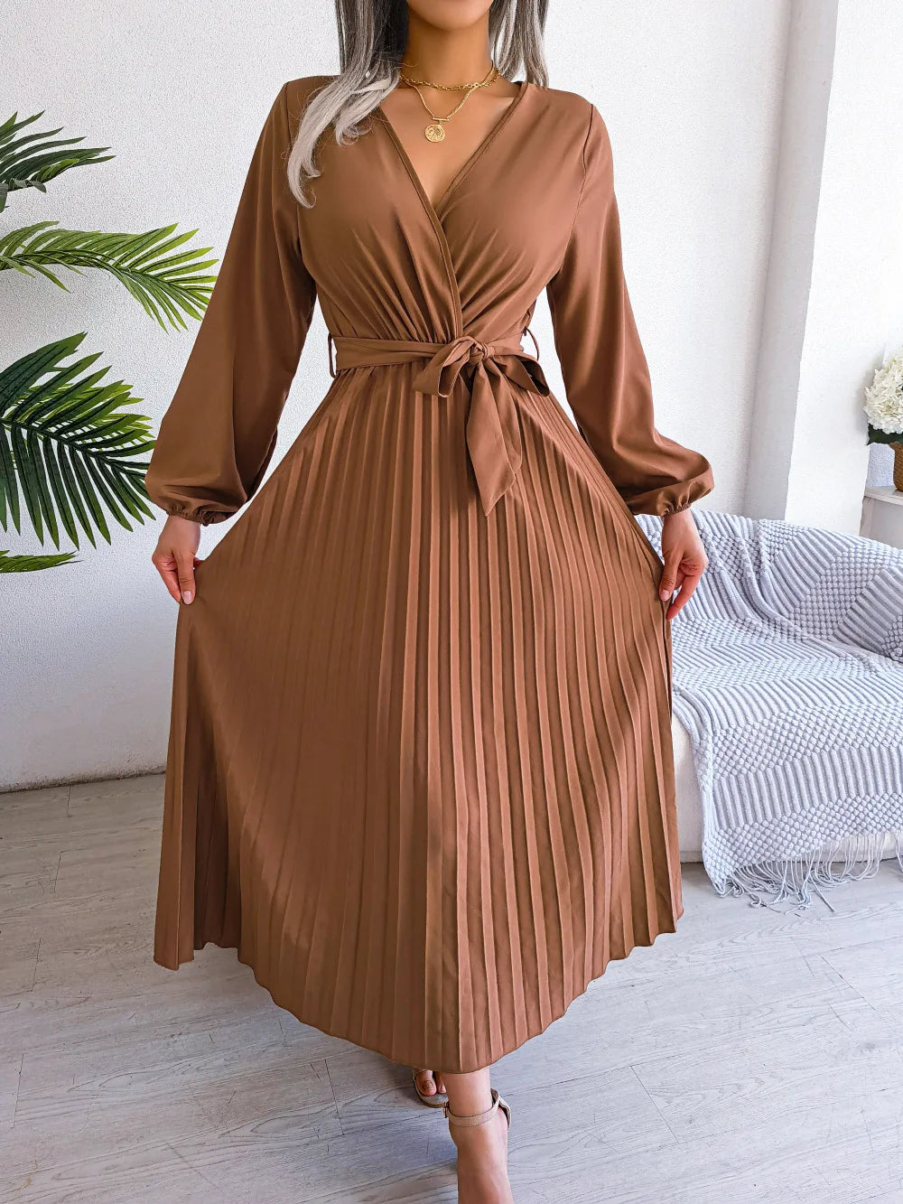 hals Maxi Jurk met Lange Mouwen