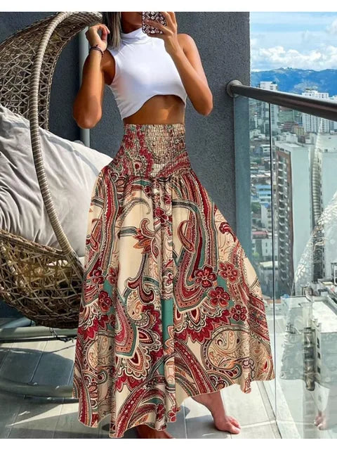 Bella Vita Vrouwelijke Bohemian Bloemenprint Rok