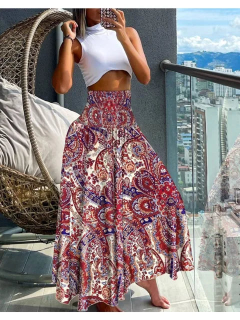 Bella Vita Vrouwelijke Bohemian Bloemenprint Rok