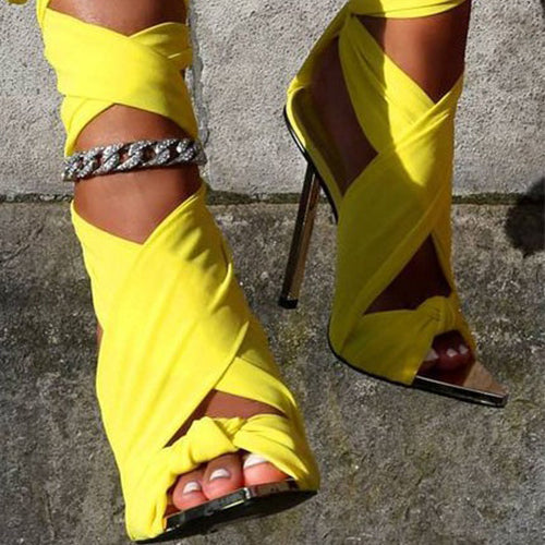 Heidi-Mode | Stoffband Peeptoe High Heels