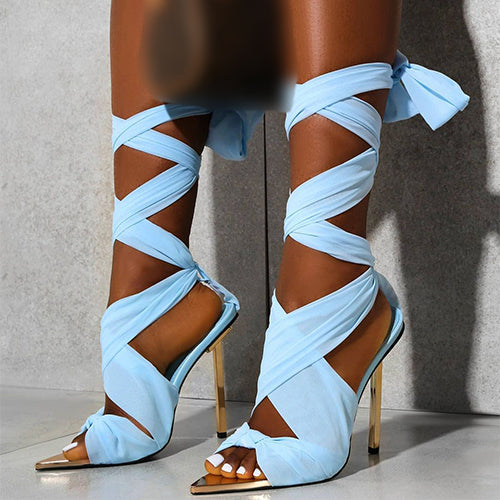 Heidi-Mode | Stoffband Peeptoe High Heels