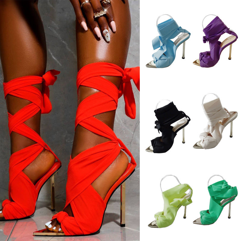 Heidi-Mode | Stoffband Peeptoe High Heels