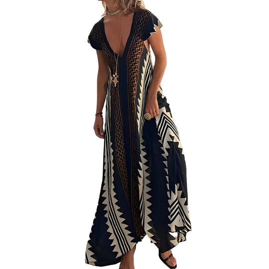 Maxikleid mit Geometriedruck