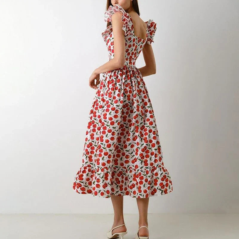 Frühjahrsdruck A-Linien Festkleid