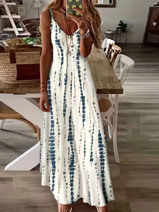Mode Stropdas Dye Print Maxi Jurk voor Strandvakanties