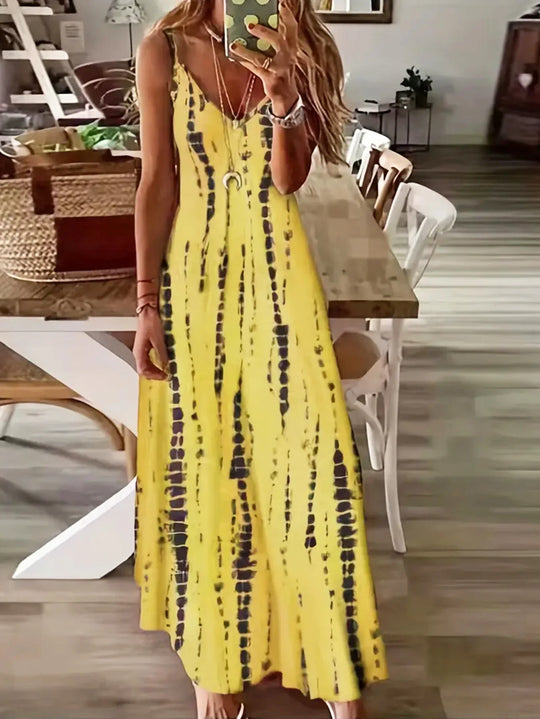 Mode Stropdas Dye Print Maxi Jurk voor Strandvakanties