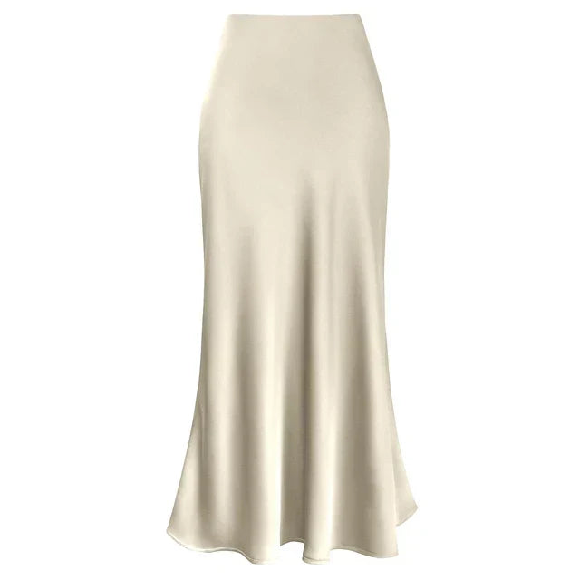 Heidi-Mode | Mode Langer Glänzender Satin-Rock