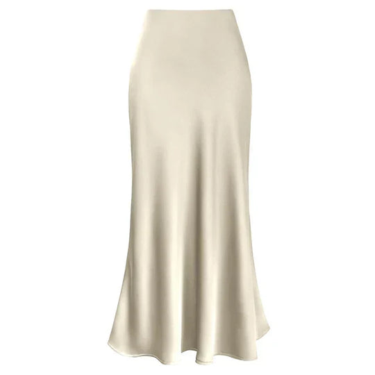 Heidi-Mode | Mode Langer Glänzender Satin-Rock