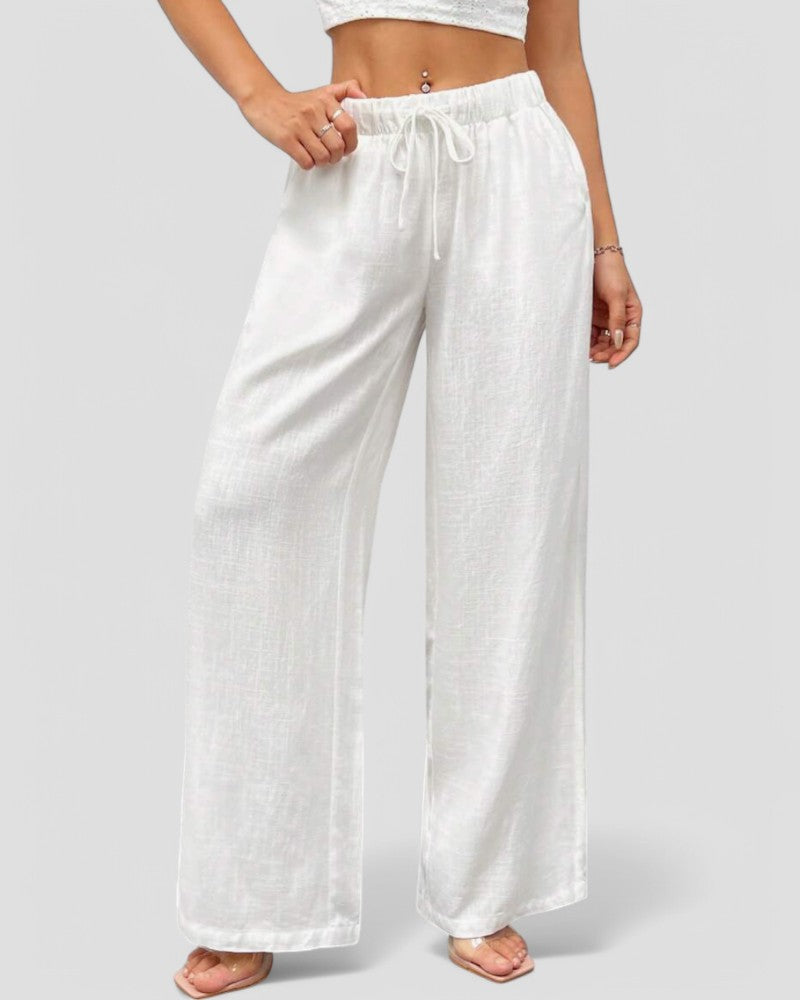 Heidi-Mode | Damen Breite Bein Leinen Sommerhosen