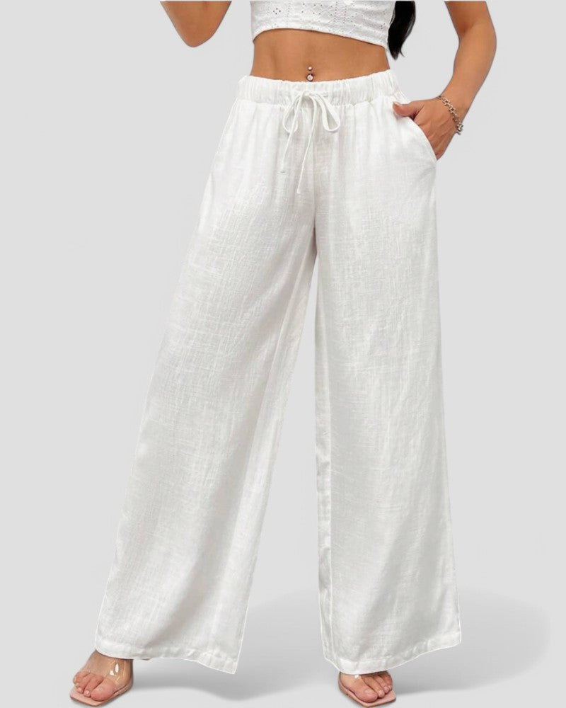 Heidi-Mode | Damen Breite Bein Leinen Sommerhosen