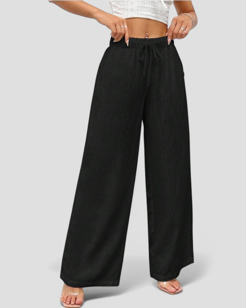 Heidi-Mode | Damen Breite Bein Leinen Sommerhosen