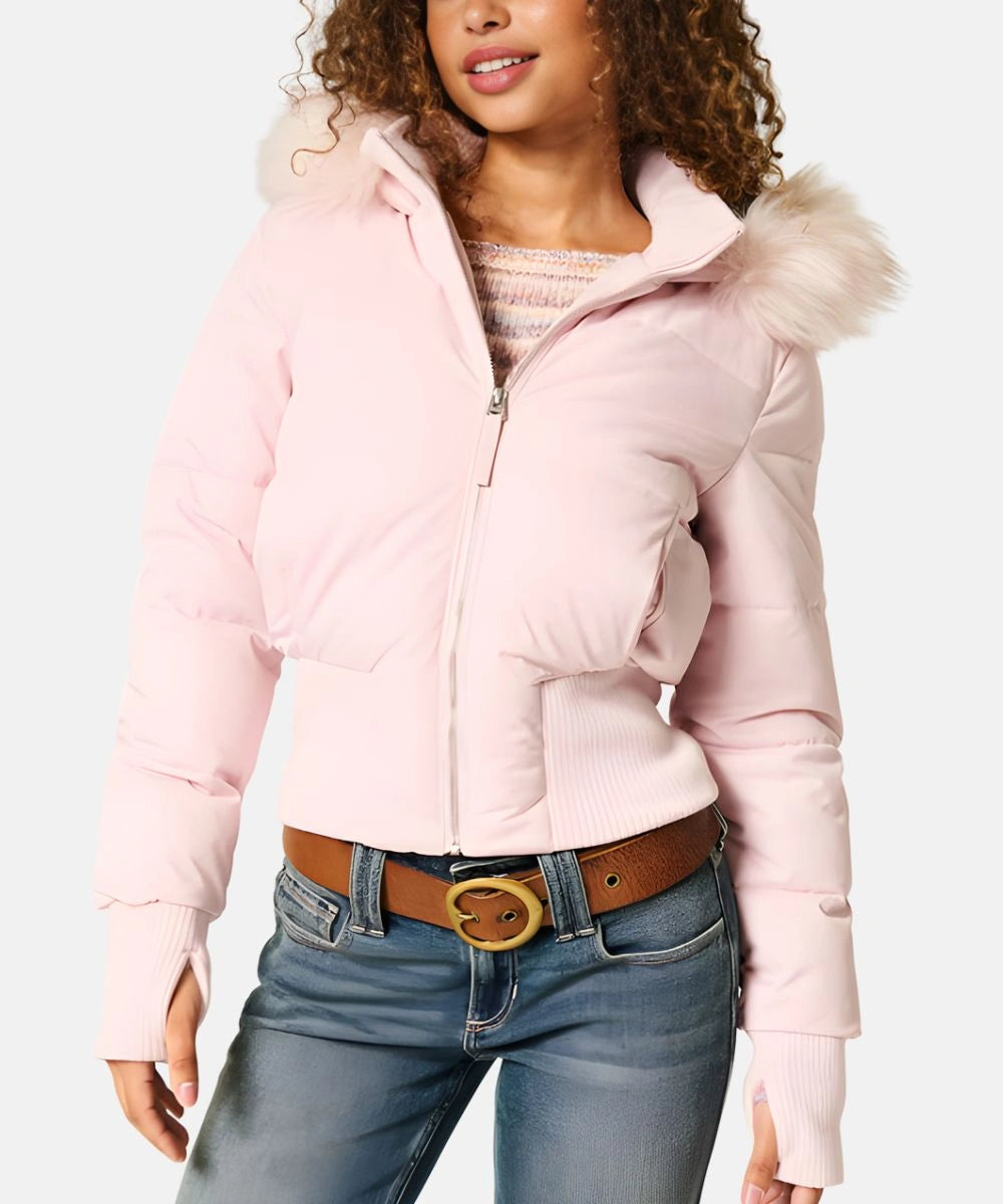 Damen Gesteppt Winterjacke mit Warm & Abnehmbarer Kapuze | Heidi-Mode