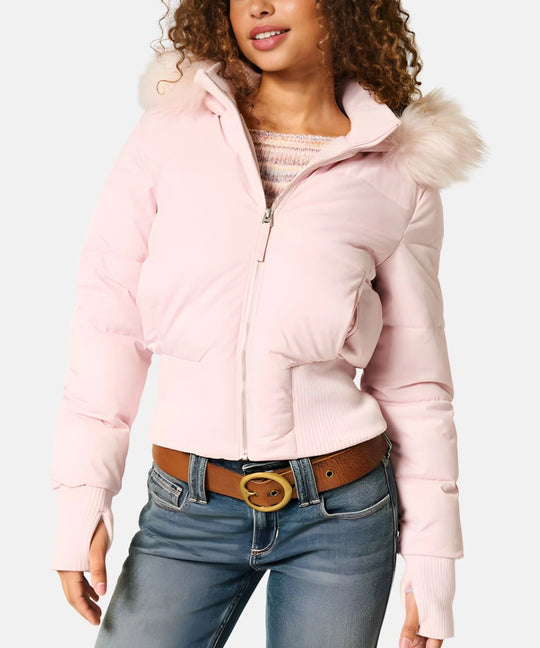 Damen Gesteppt Winterjacke mit Warm & Abnehmbarer Kapuze | Heidi-Mode