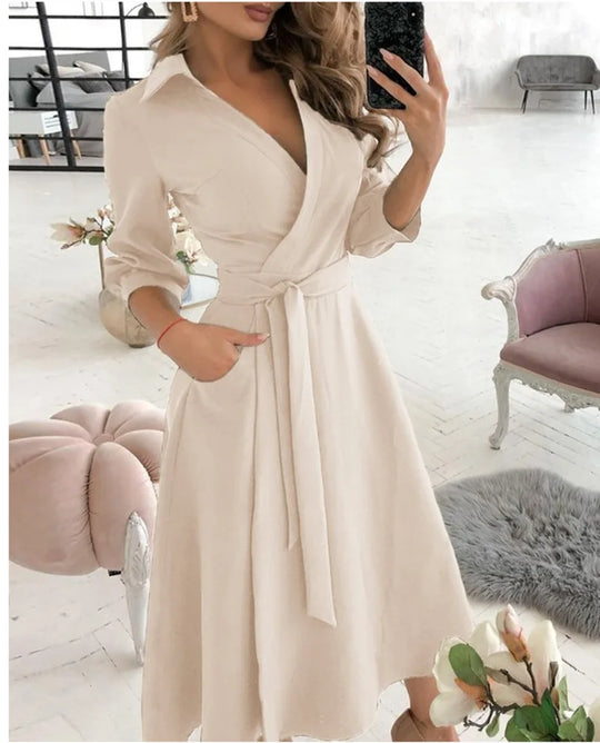 Heidi-Mode | Damen Wickelkleid mit Riemen Eleganter Schnitt, Vielseitig Tragbar