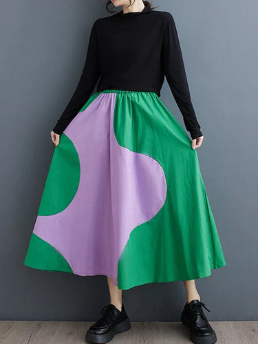 patchwork rok in contrasterende kleur