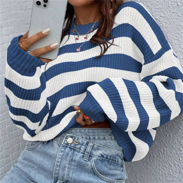 Heidi-Mode - Schicke Herbstgestreifte Pullover mit Perfektem Schnitt für Frauen